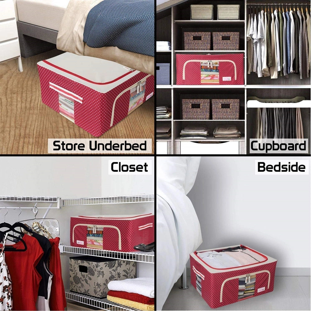 Trade Shop - Borsa Portaoggetti Multifunzionale Pieghevole Tessuto Con Finestra Manici 100lt 60x42x40cm -