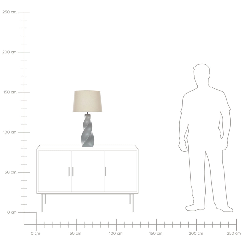 Lampada da tavolo Base in ceramica grigia 71 cm Paralume in tessuto bianco Lampada da comodino classica