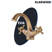 EVA | Rubinetto da bagno vintage in ottone dorato | Rubinetto per lavello retrò in acciaio inossidabile premium | Miscelatore gastronomico 2 attacchi