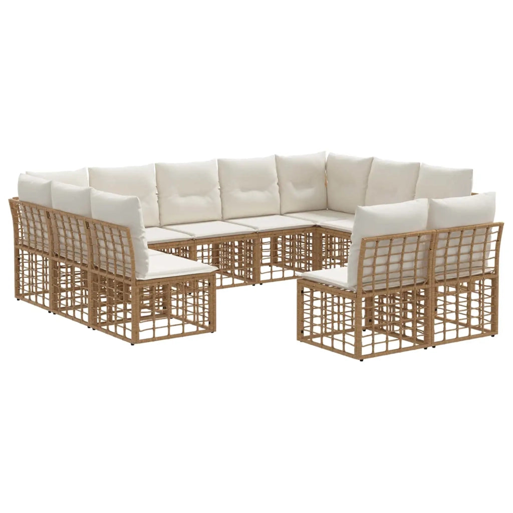 Set di divani da esterno Naturale e Bianco Crema Poliestere