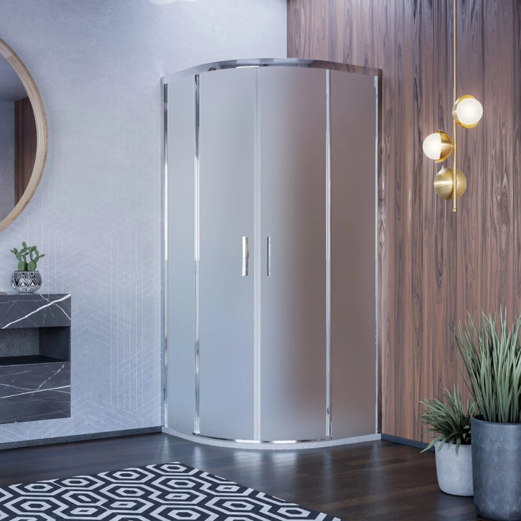 Box doccia semicircolare opaco tondo acidato h195 6mm icon, misura 90x90