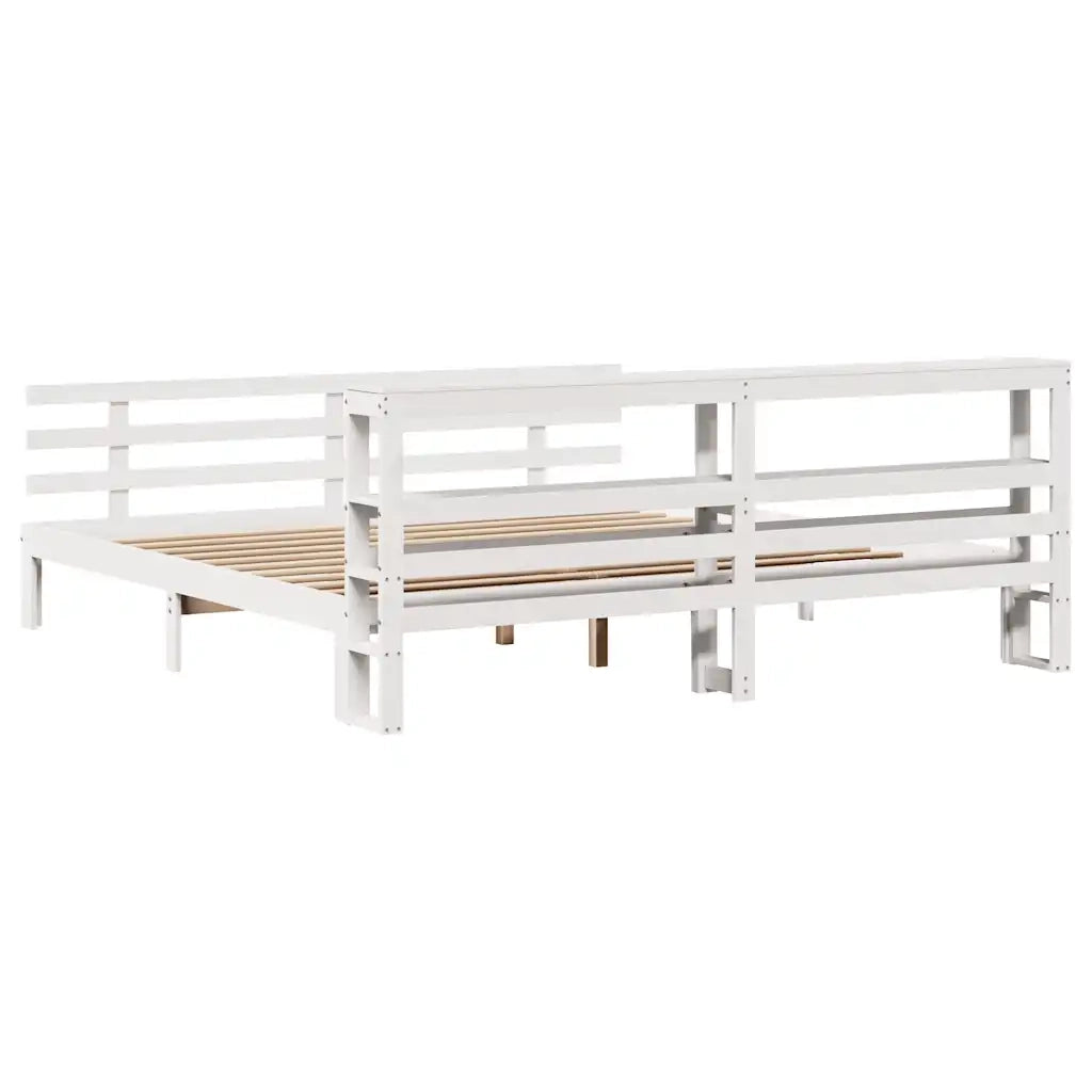 Giroletto con Testiera senza Materasso-Struttura Letto Bianco 180x200 cm 762500