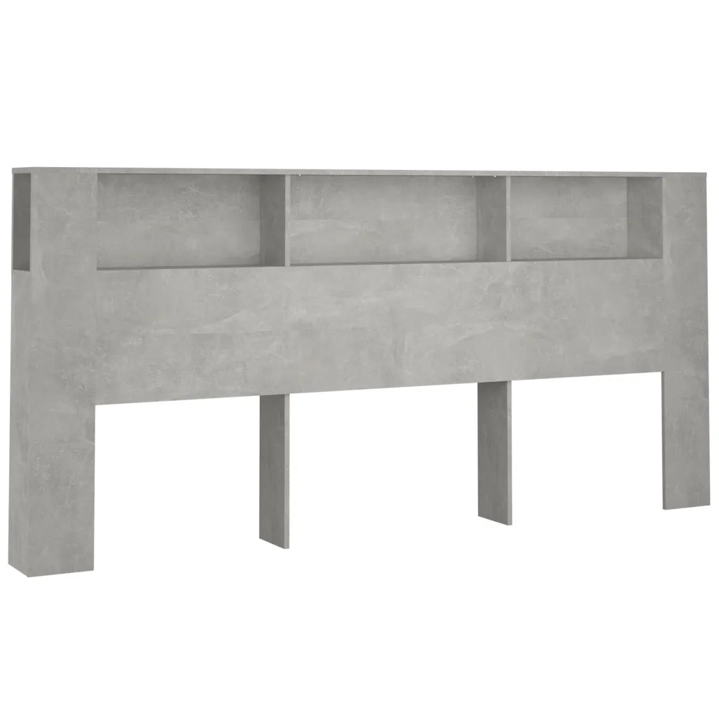 Testiera con Scomparti-Testata con Ripiani Grigio Cemento 220x18,5x104,5 cm