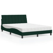 Letto con Materasso Hanko Verde Scuro 140x200 cm in Velluto