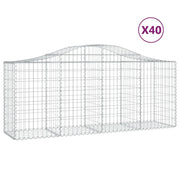 Cestini gabbioni recinzione a gabbia muro di contenimento ad arco 40 pezzi 200 x 50 x 80/100 cm ferro zincato argento 02_0040865