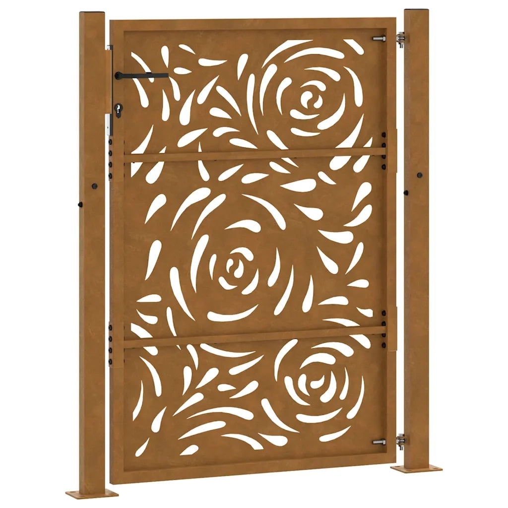 Cancello da Giardino 105x155 cm Acciaio Corten Design a Fiamma