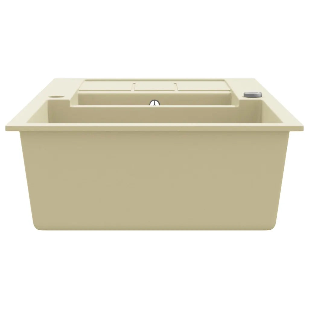 Lavello da Cucina in Granito Vasca Doppia-Lavandino-Lavabo Beige 978554