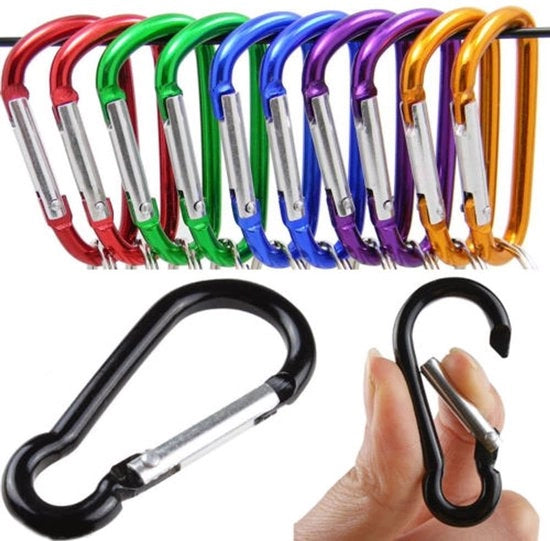 Fermoventi carabiner piccoli - 10 pezzi - Fermoventi metallici carabiner - per campeggio/escursione/viaggio - Cintura da zaino mini - colore casuale