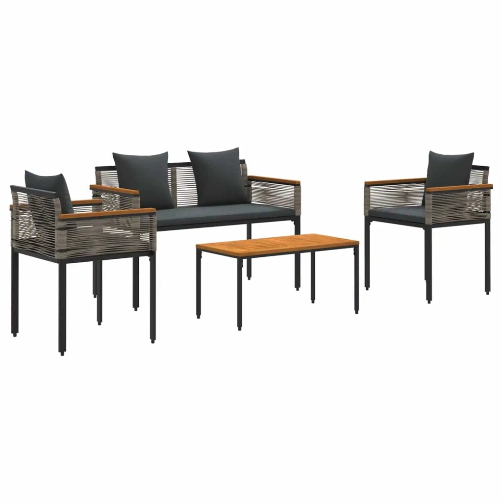 Set di Mobili da Esterno 4 pcs Grigio e Grigio Scuro