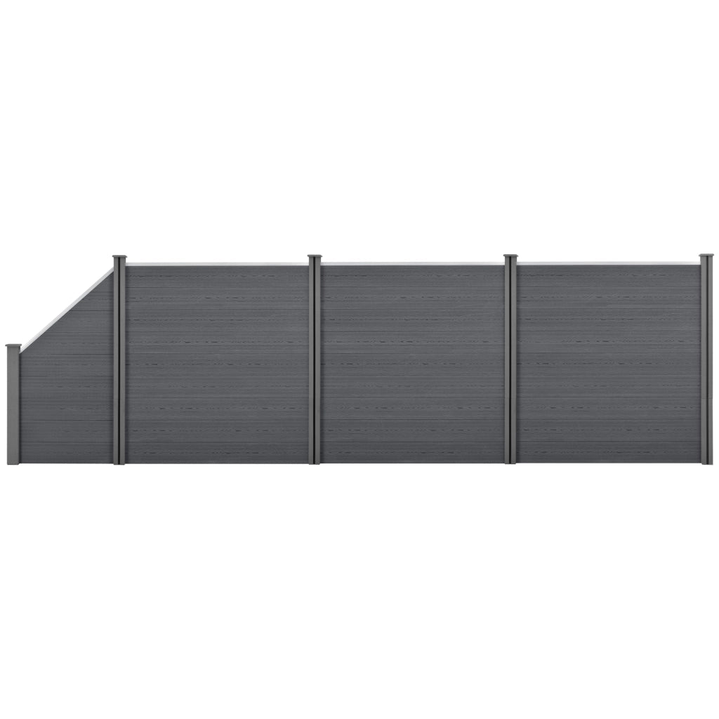 Recinzione in WPC per Giardino Staccionata da Elementi Inclinato e Rettangolari 183x625 cm Grigio NEU.HOLZ