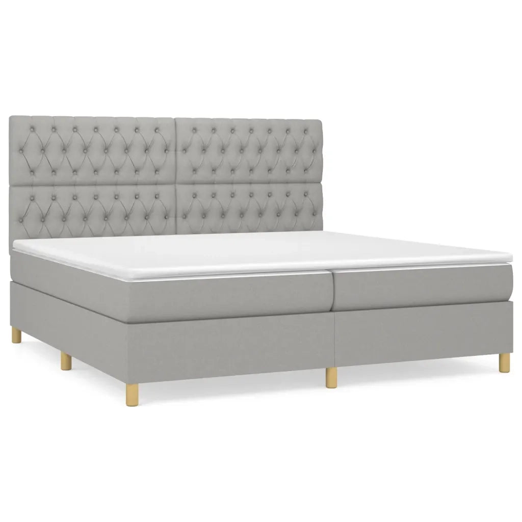 Giroletto a Molle con Materasso Grigio Chiaro 200x200cm Tessuto 3142601