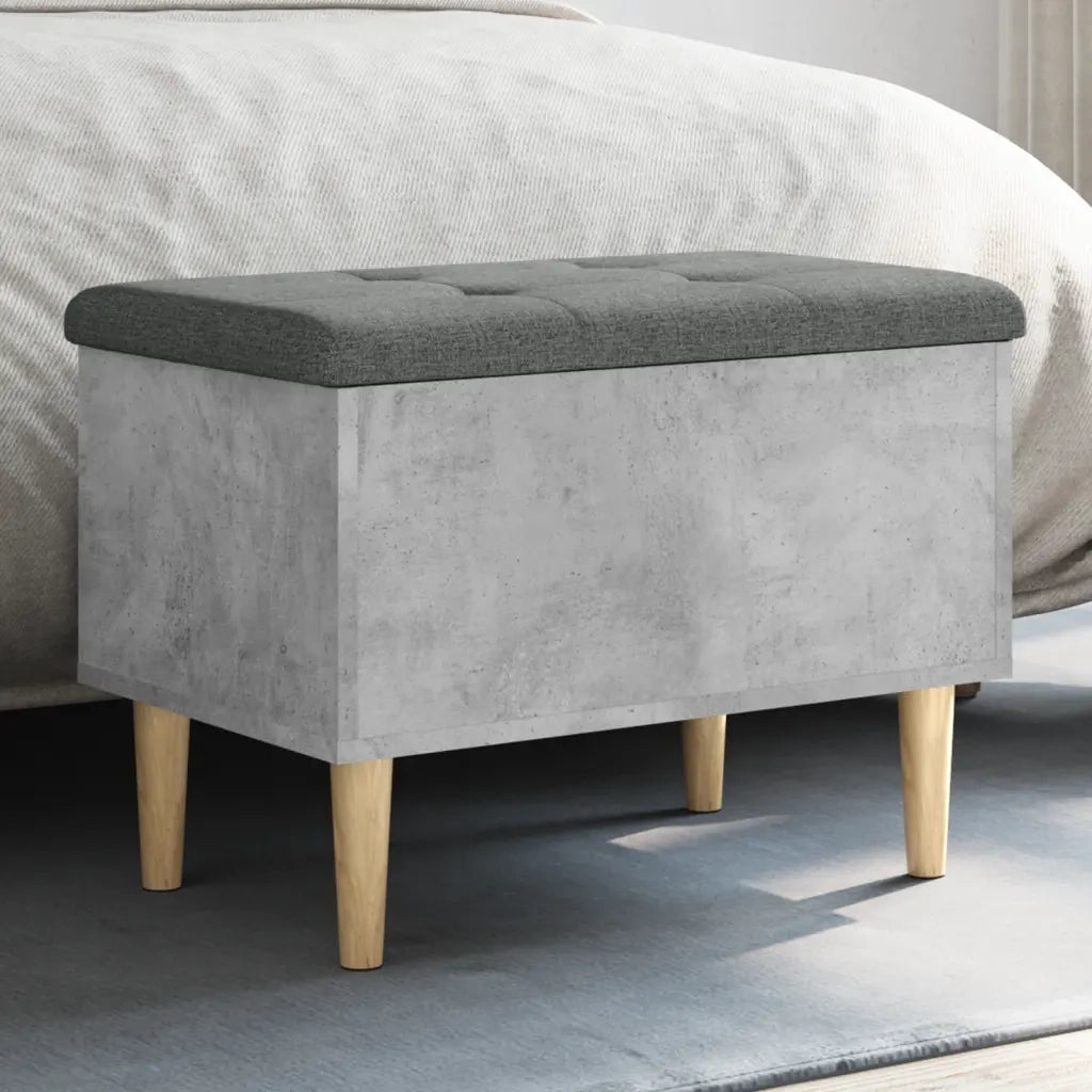 Panca Portaoggetti-Sgabello-Panca con Contenitore Grigio Cemento 62x42x46 cm Legno Multistrato