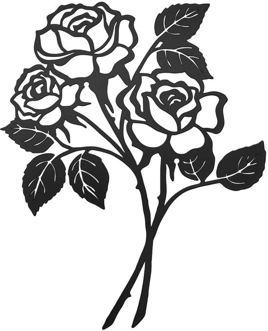 Decorazione per Parete Metalliche Rose in Stile d'Arte - Dimensioni 25 x 19 cm