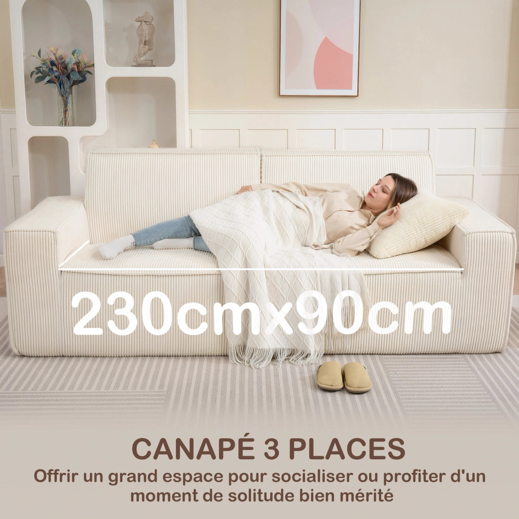 Divano 3 posti in velluto ¨C Minimal ¨C beige 230 cm
