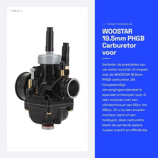 Carburatore 19,5mm - Sostituzione per 4-telaio 50cc/70cc/90cc/110cc/125cc - Motocicletta - Scooter - Moped - Alta qualità - Carburatore motore