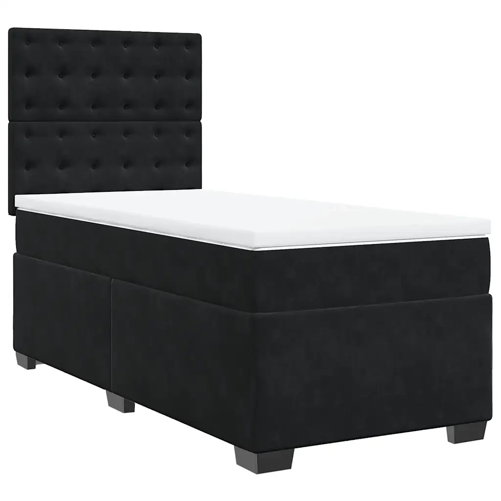 vidaXL Giroletto a Molle con Materasso Nero 90x190 cm in Velluto
