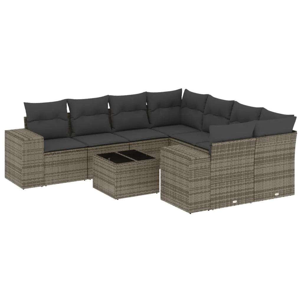 Set Divano da Giardino 9 pz con Cuscini Grigio in Polyrattancod mxl 88961