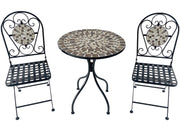 Set Tavolo con 2 Sedie da Balcone o Giardino in Ferro e Cemento Decorata