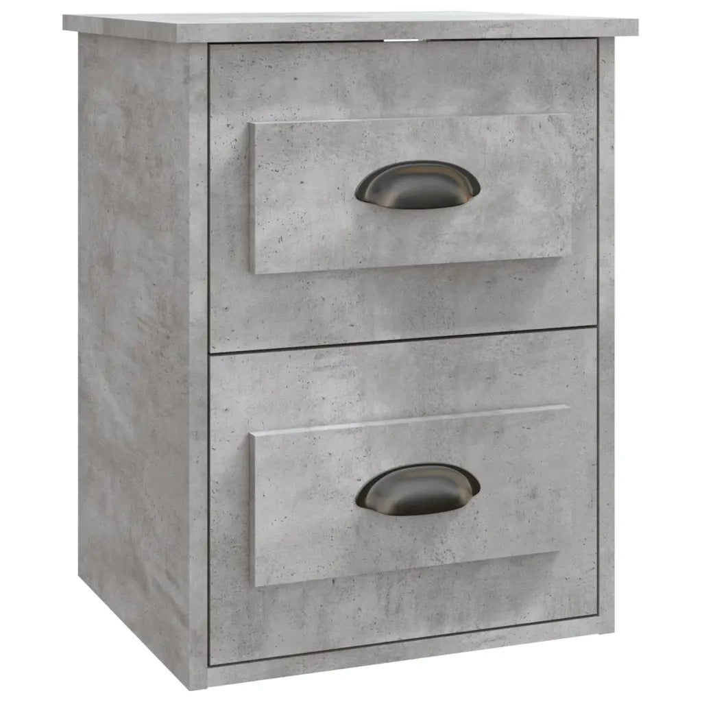 Set di 2 Comodini | Armadio da Notte | Mobiletto da notte a Parete Grigio Cemento 41,5x36x53 cm