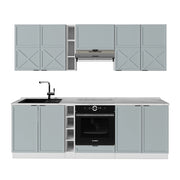 Cucina componibile Fame-Line Blu-grigio chiaro/Bianco 235 cm, PL Marmo Vicco