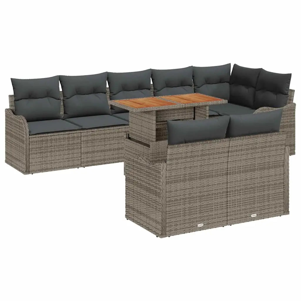 Set Divano da Giardino con cuscino 9 pcs Grigio 3349474
