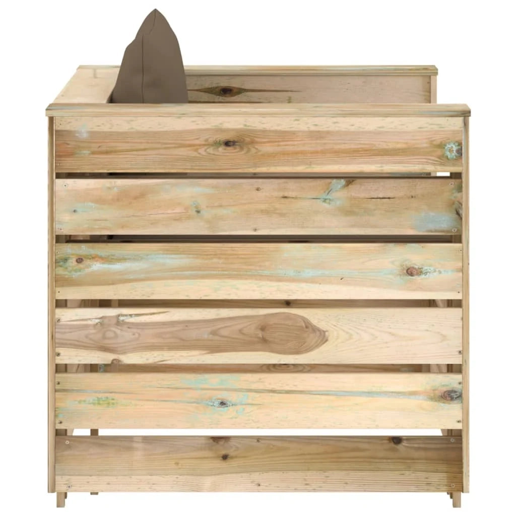 Set mobili da giardino set di arredamento per esterni 2 pezzi con cuscini legno impregnato di verde 02_0015889
