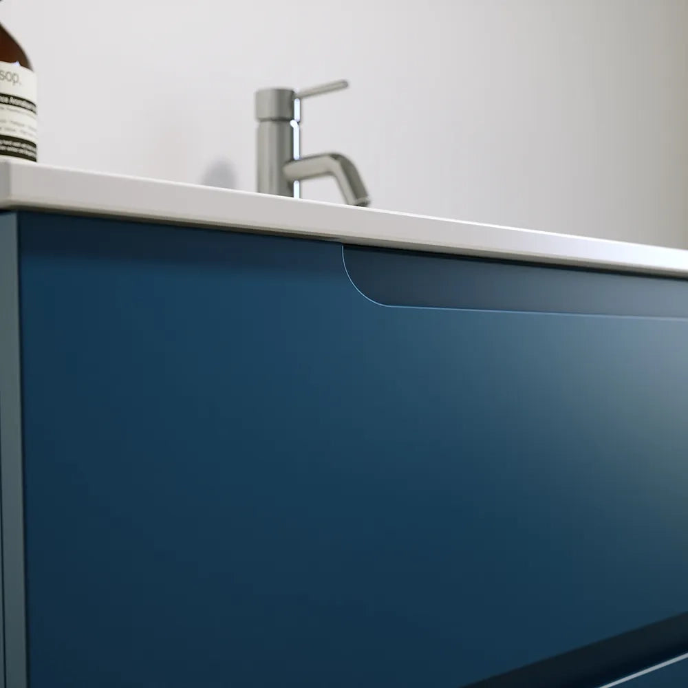 Mobile bagno sospeso 70 cm due cassetti blu zaffiro opaco con lavabo | Ardenne