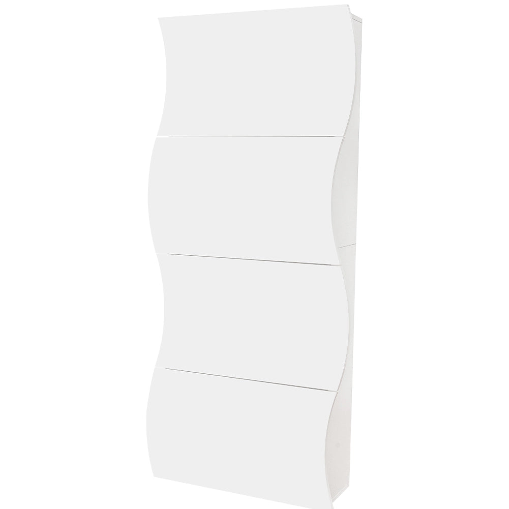 Scarpiera Ingresso in Legno Lucido ONDE 4 Ante Bianco Salvaspazio 71x26.5x161cm