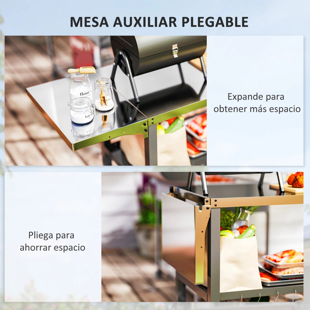 Carrello da Giardino con Piano e Ripiani ¨C zephmum ¨C 116x50x86 cm Nero