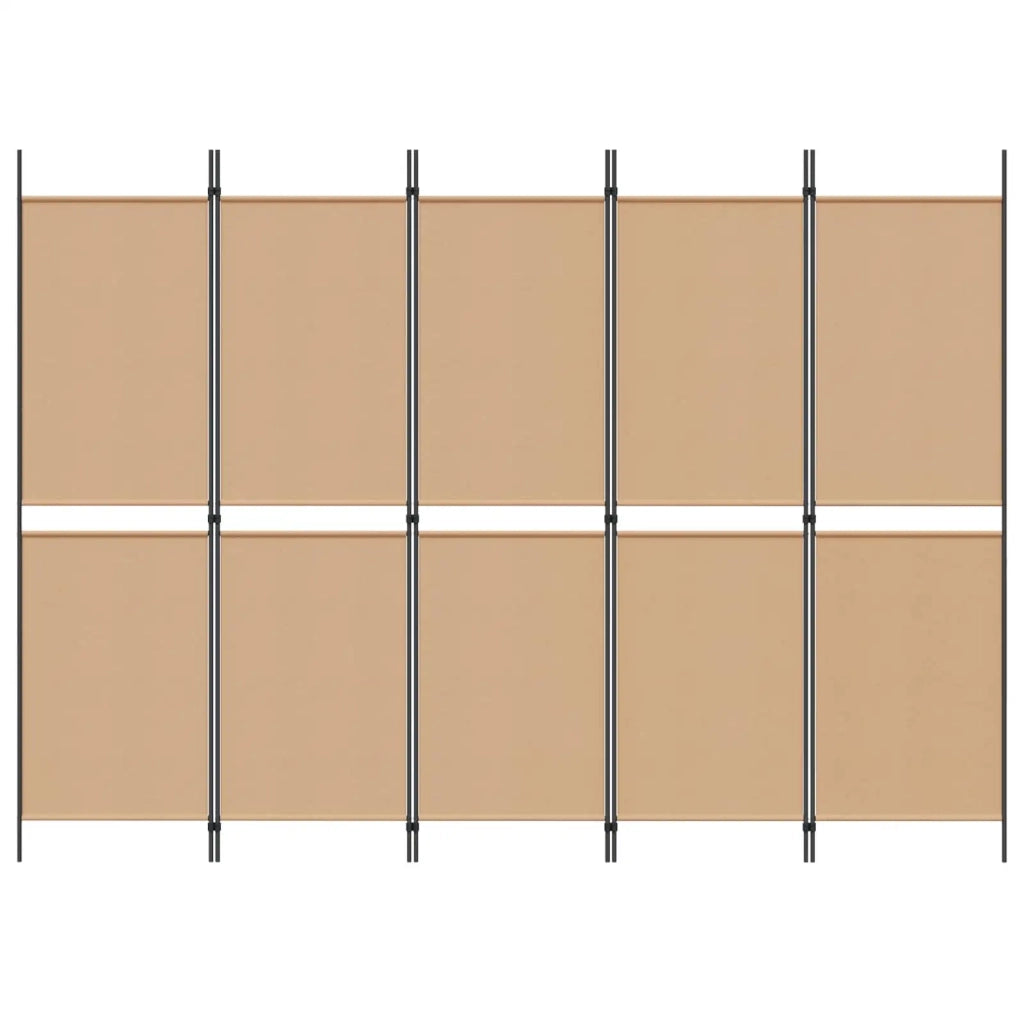 Paravento a 5 Pannelli Beige 250 x 180 cm Tessuto