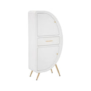 Credenza Tellier, Buffet da soggiorno, Madia da salotto, Dispensa da cucina, 60x32 h133 cm, Bianco e Oro