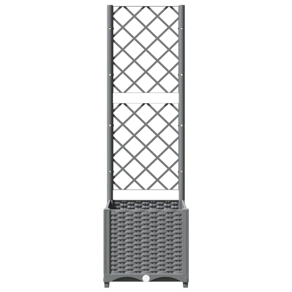 Fioriera rialzata per piante fiori e terrazze con traliccio grigio chiaro 40 x 40 x 136 cm PP grigio 02_0038356