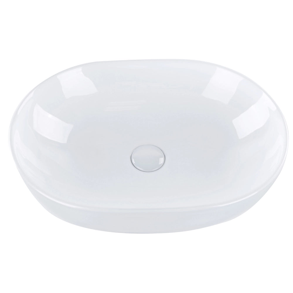 Lavabo da appoggio Bianco finitura lucida Ceramica 480 x 340 mm Lavandino ovale per bagno