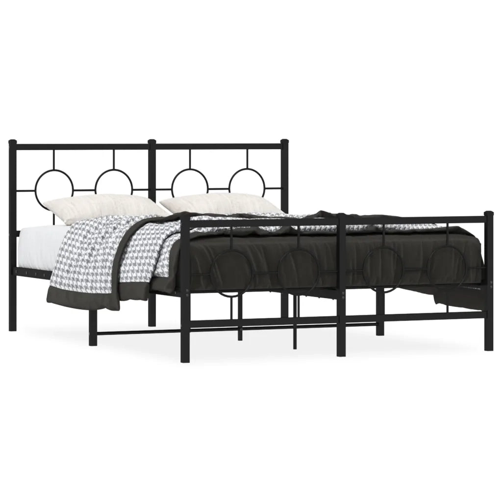 Giroletto con Testiera e Pediera-Struttura Letto Metallo Nero 140x190 cm 582602