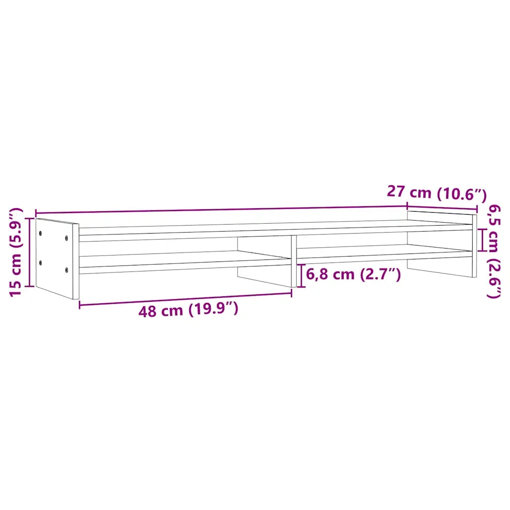 Supporto per Monitor ambra 100x27x15 cm Legno Massello di Pino 814027