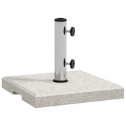 Base per Ombrellone da Giardino 25kg per Pali da ?32mm, ?38mm e ?48mm, in Granito e Acciaio Inox, 38x38x38 cm, Grigia
