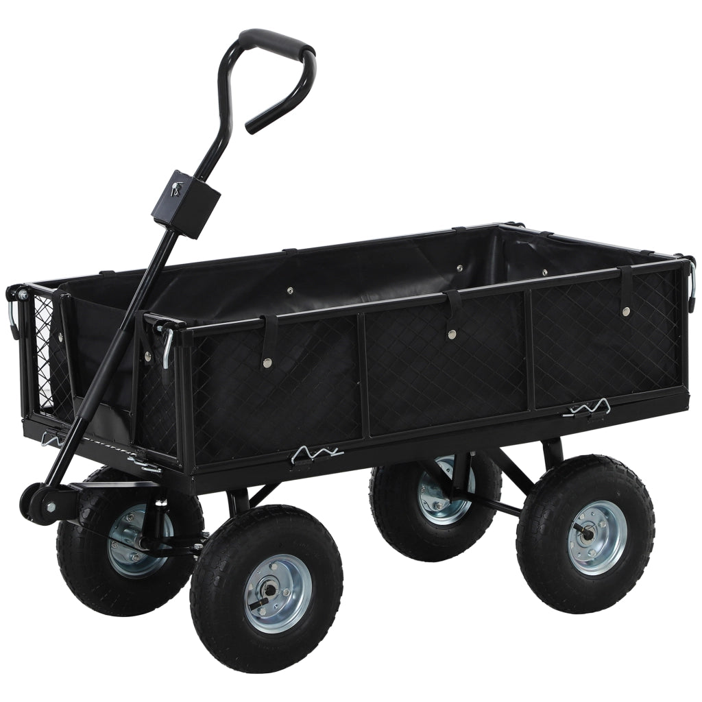 Carrello da Giardino con Ruote ¨C zephmum ¨C Nero 105x51x54 cm
