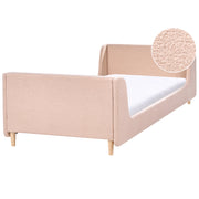 Letto singolo in bouclè rosa con base a doghe 90 x 200 cm Camera da letto Bambini Camera Moderna Tradizionale