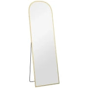 Specchio da Terra e Parete Moderno in Lega di Alluminio con Supporto Pieghevole, 50x170cm, Oro