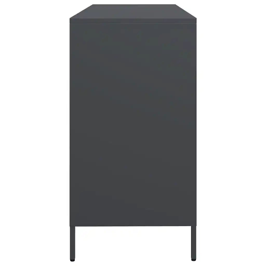 Credenza Antracite 135x39x73,5 cm in Acciaio Laminato a Freddo