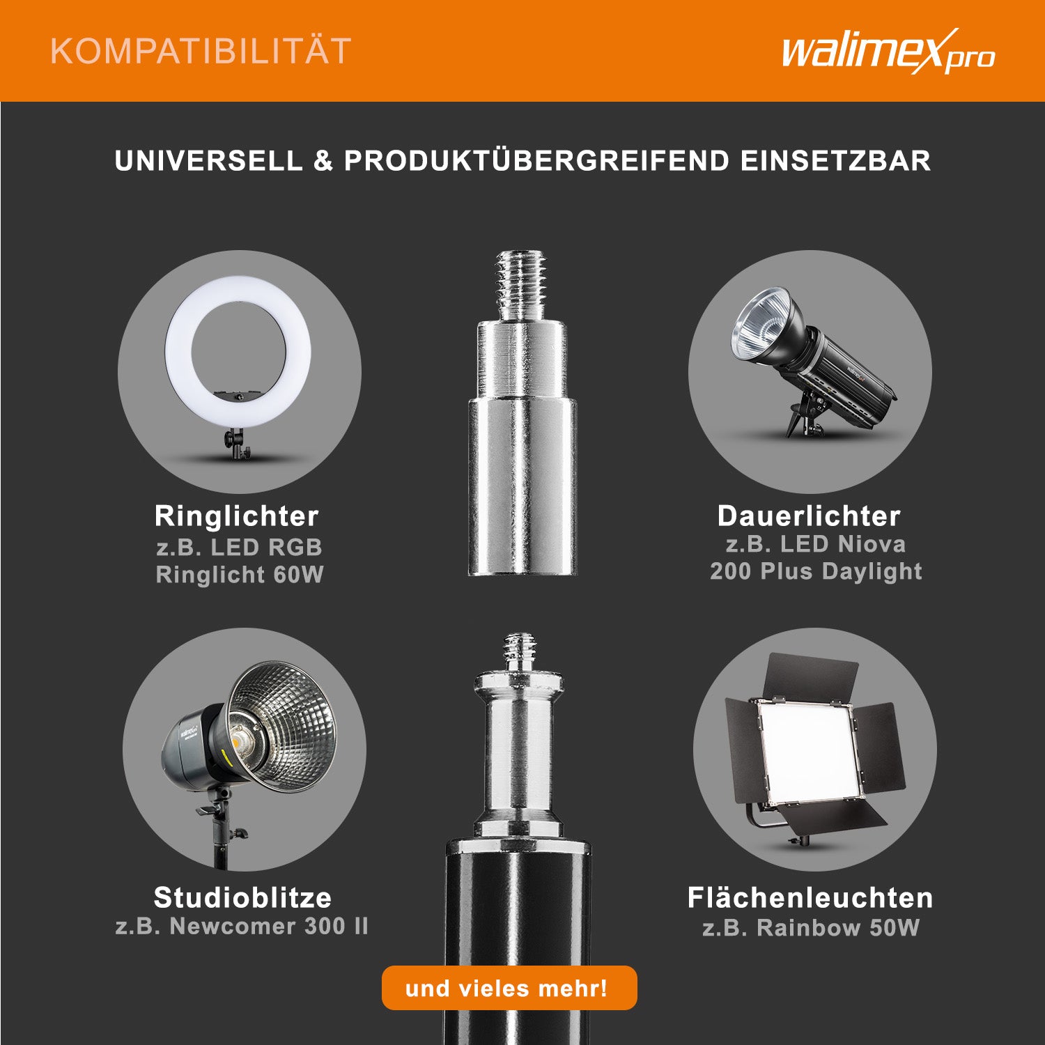 Stativo per luci FT-8051 max 5 kg e altezza fino a 260 cm, cavalletto fotografico per faretti LED flash ring light attrezzature foto e video, adattatore 3/8" e borsa