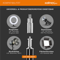 Stativo per luci FT-8051 max 5 kg e altezza fino a 260 cm, cavalletto fotografico per faretti LED flash ring light attrezzature foto e video, adattatore 3/8" e borsa