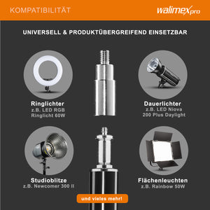 Stativo per luci FT-8051 max 5 kg e altezza fino a 260 cm, cavalletto fotografico per faretti LED flash ring light attrezzature foto e video, adattatore 3/8" e borsa
