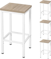 Set di 4 Sgabelli da Bar Industriali con Poggiapiedi, Sgabelli da Cucina senza Schienale, Sedie Alte per Penisola Cucina, Sedile in Truciolato e Telaio, 33x33x65cm, rovere chiaro, 1059BY-4
