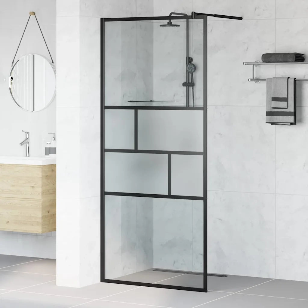 Parete Doccia Walk-in Nero 90 x 195 x 0,5 cm Vetro e Alluminio 42025248