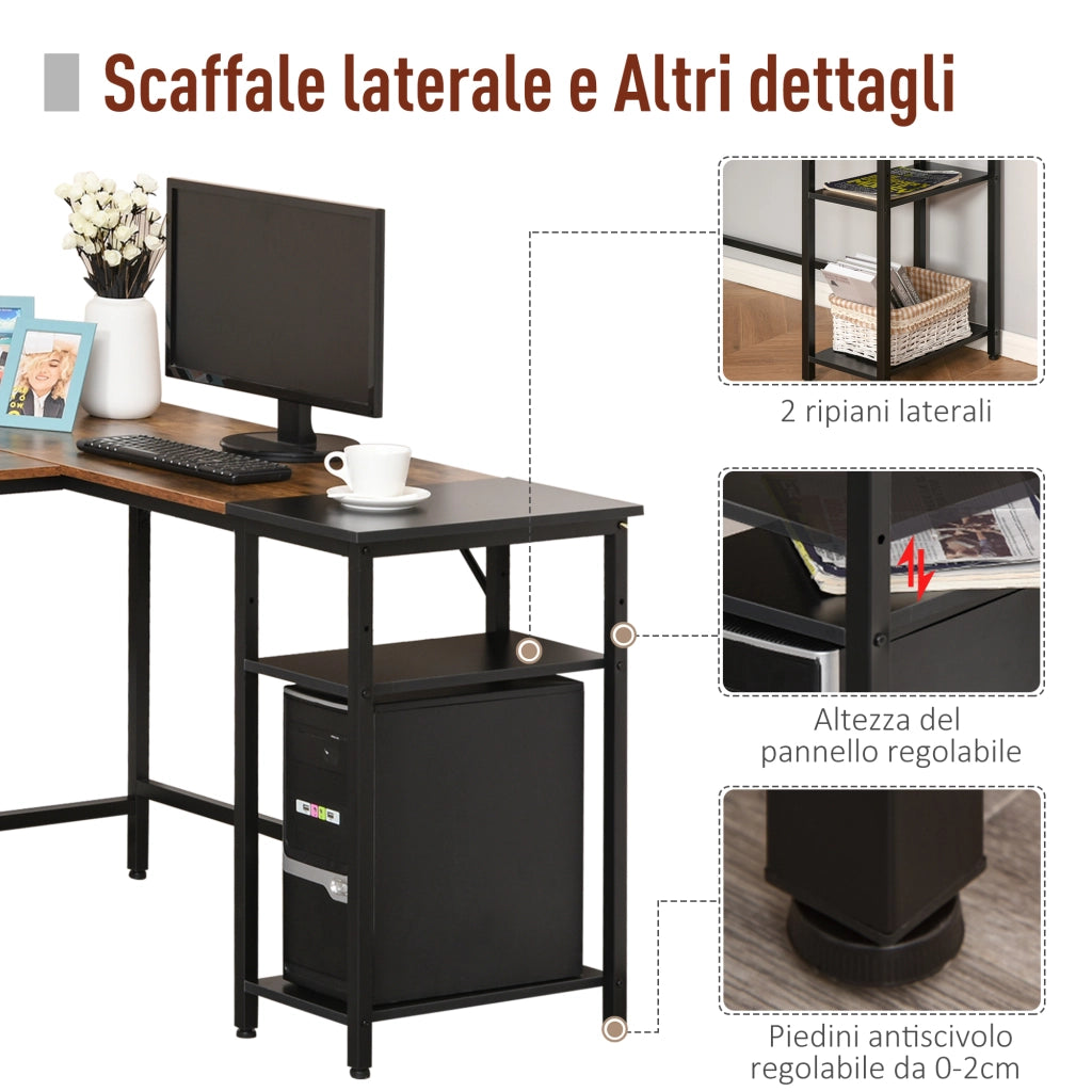Scrivania Angolare in Legno e Metallo ¨C Zephmum ¨C 150x120x75 cm