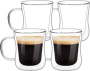 Set di Tazze a Doppia Parete per Caffè - Tazze in Borosilicato Resistenti al Calore - 350ML - Maniglia - Tazze per Tè, Cappuccino e Latte - Set di 6 Tazze per Bevande Calde e Freddi