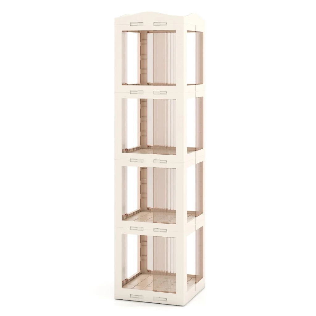 Libreria angolare girevole a 360° 36,5 x 36 x 108 cm salvaspazio traslucida PP bianco 20_0017311