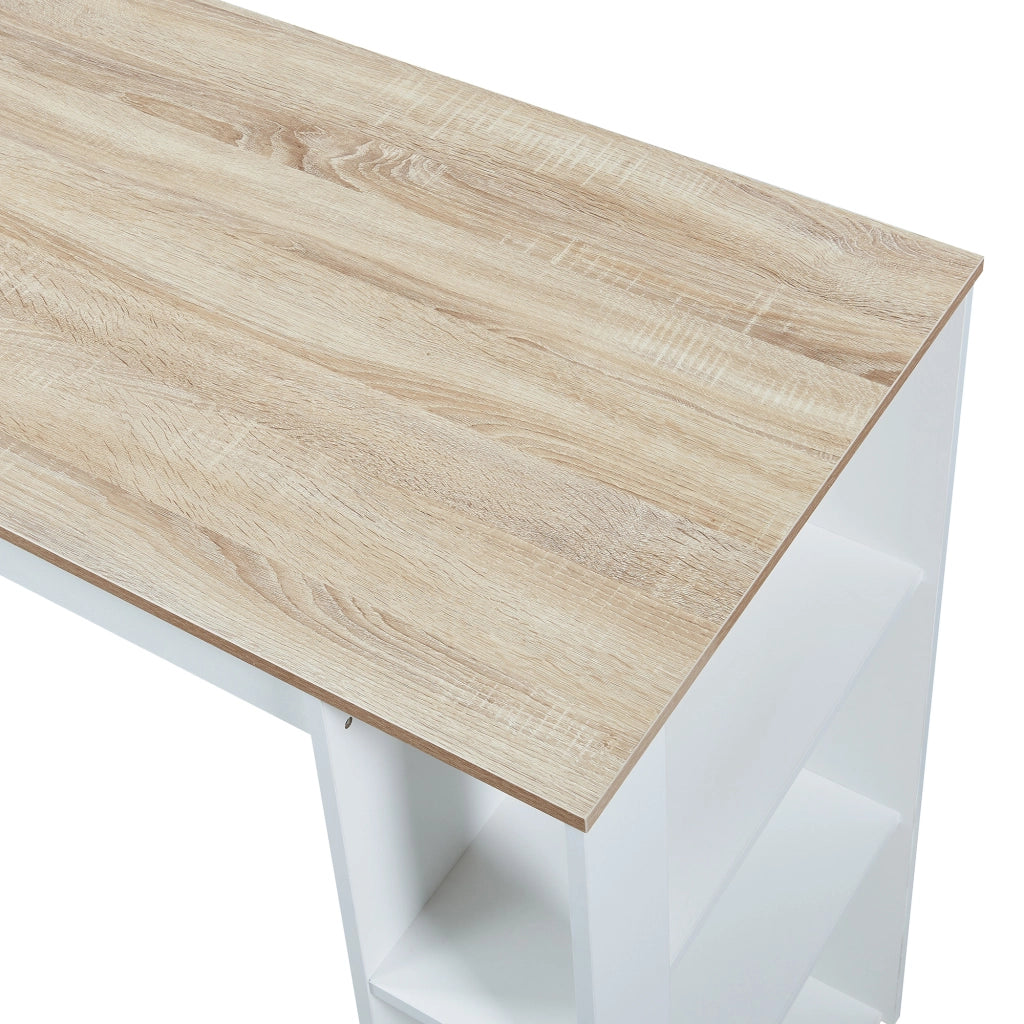 Tavolo Alto da Bar Danderyd Bancone a 3 Ripiani Laterali 120 x 60 x 106 cm - Bianco / Effetto Rovere [en.casa]