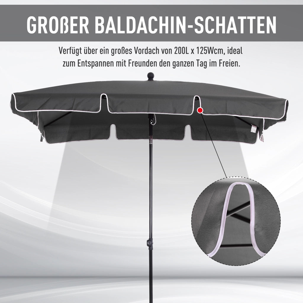 Ombrellone da giardino con inclinazione regolabile e palo smontabile per balcone e terrazza in alluminio grigio